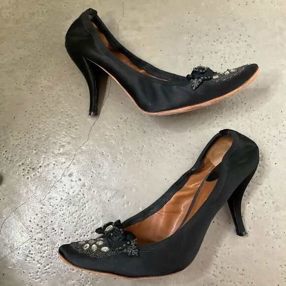 Chloe Satin Embellished Heels - Picture 3 of 9